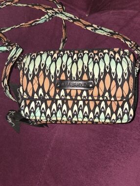 Vera Bradley Mint & Peach Printed Mini Crossbody